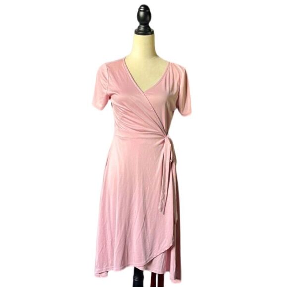 Potter’s Pot Pink Full Wrap Dress w/ Tie Around the Waist (Size: Large) - Picture 1 of 16